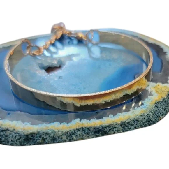 Gold .25" Width Open Cuff Bangle Bracelet with Lobster Claw Clasp - Picture 1 of 10